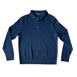 Banana Republic Mens Medium Black Merino Wool Sweater Long Sleeve Collared